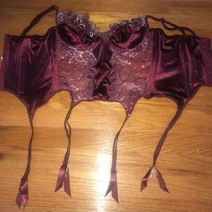 Maroon Velvet Corset with straps